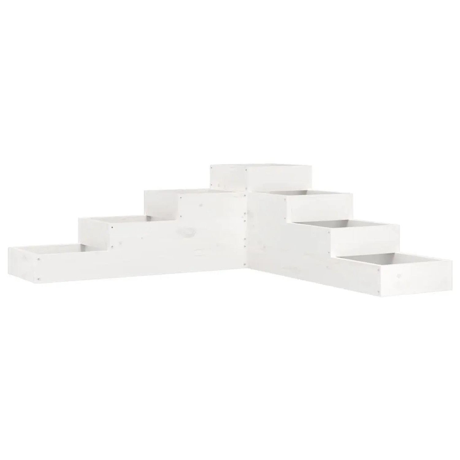 vidaXL Pflanzentreppe 4 Stufen 106x104,5x36 cm Weiß Massivholz Kiefer 825325