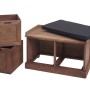 MCW Garderobenbank J49 mit Aufbewahrungsboxen, braun, mit schwarzem Sitzpolster.