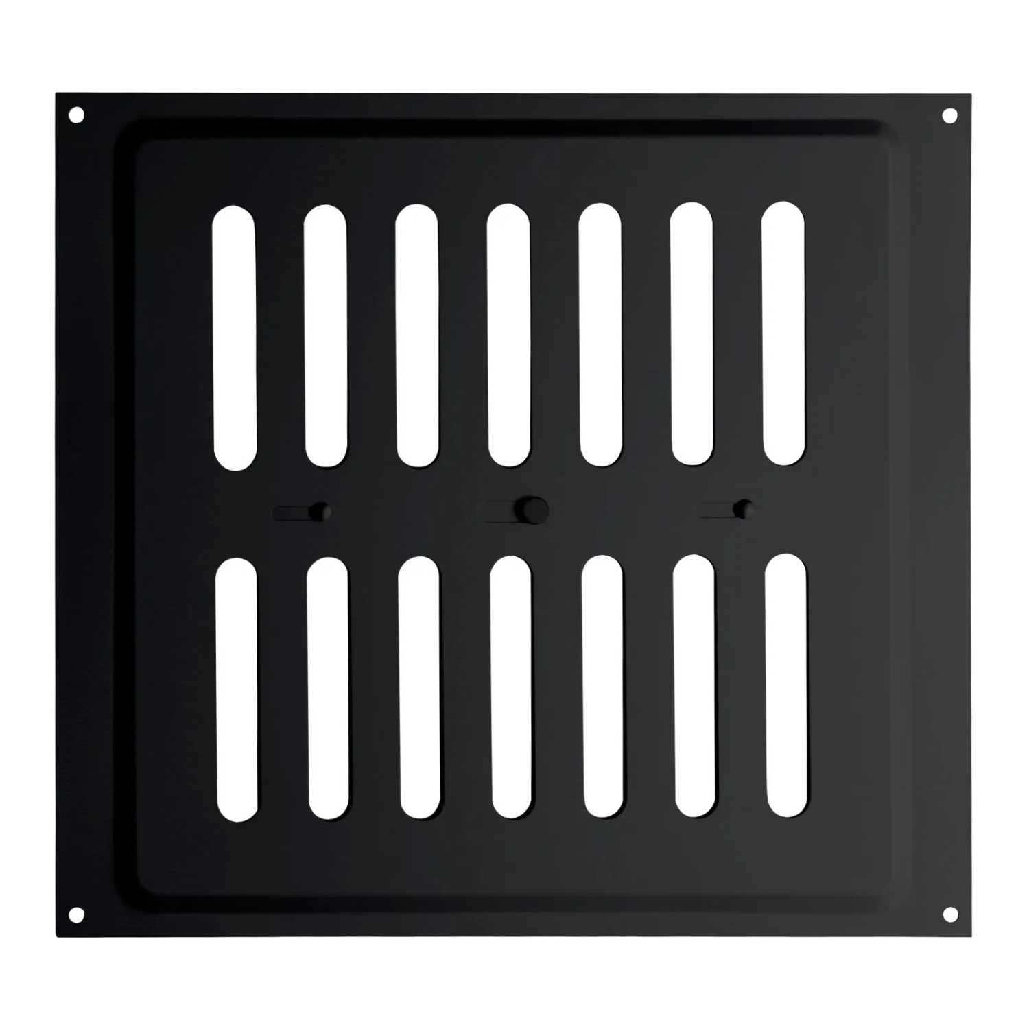 SOTECH Edelstahl Lüftungsgitter Oval 260 x 240 mm Schwarz mit Schiebeverschluss Verschließbar