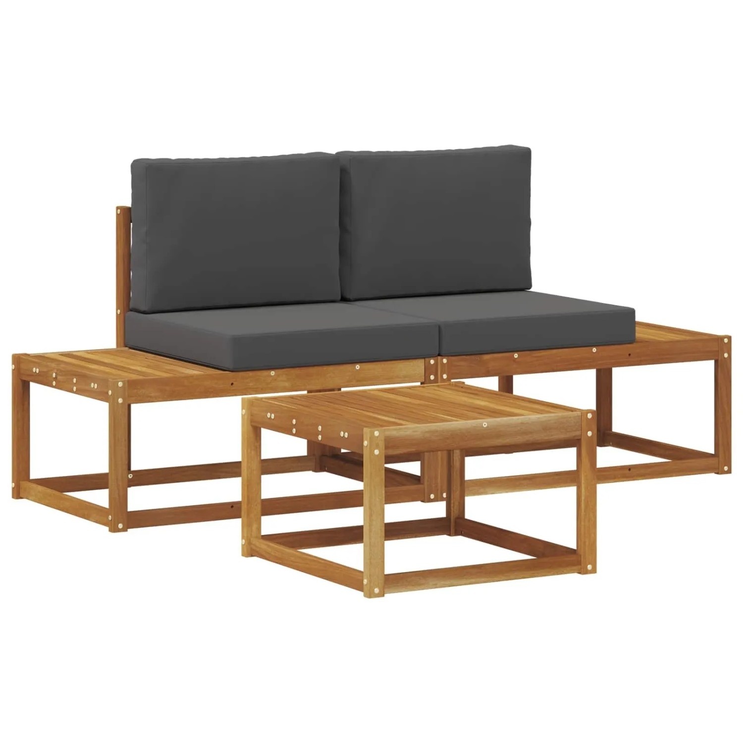 vidaXL Outdoor-Sofagarnitur mit Kissen 3-Tlg Natur 3366945