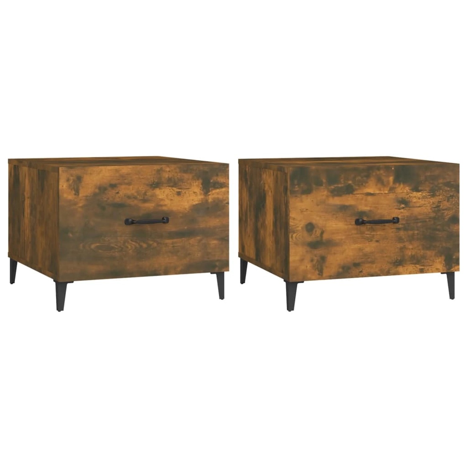 vidaXL Couchtische mit Metallbeinen 2 Stk Räuchereiche 50x50x40 cm 817538 günstig online kaufen