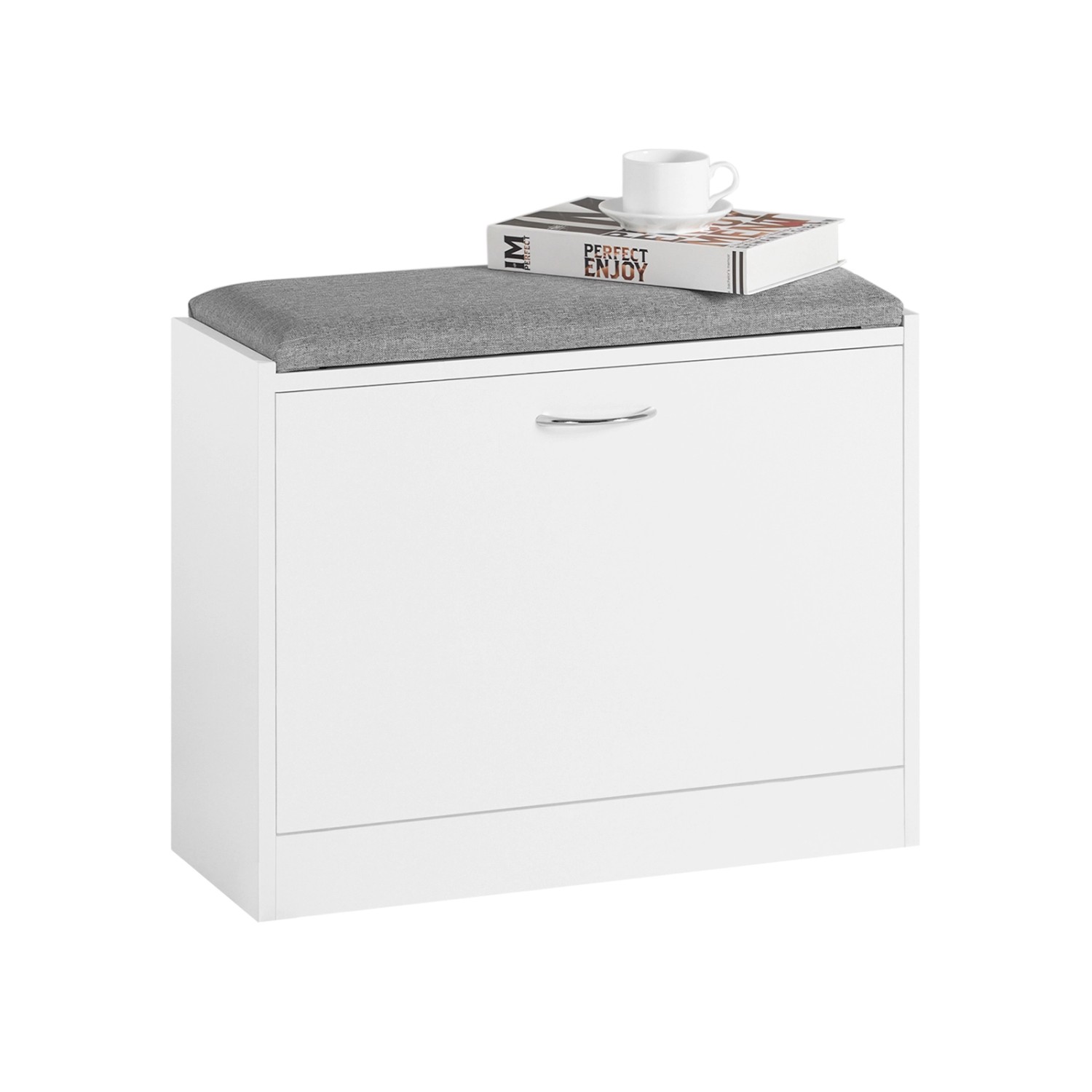 SoBuy Schuhbank mit Sitzkissen und 1 Klappe PB Weiß FSR16-K-W günstig online kaufen