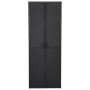 Schwarzer vidaXL Gartenschrank (65x45x172 cm) aus PP Rattan mit zwei Türen.