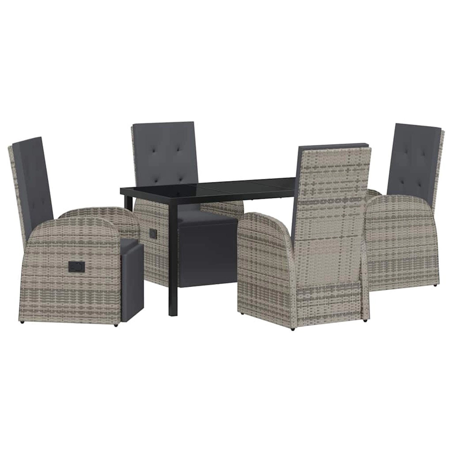 vidaXL Garten Essgruppe mit Kissen 5-Tlg Grau Poly Rattan 3379487 günstig online kaufen
