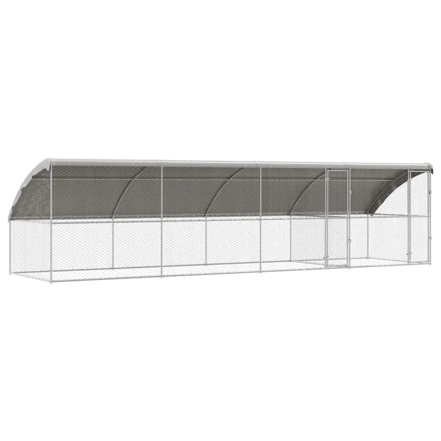 vidaXL Hundekäfig 4-Tlg Silber 8 x 2 x 2 m Verzinkter Stahl 3368332