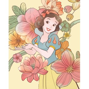 Wandbild: Schneewittchen mit Blumen, 40x50 cm. Dekoratives Bild für Kinderzimmer & Wohnraum.