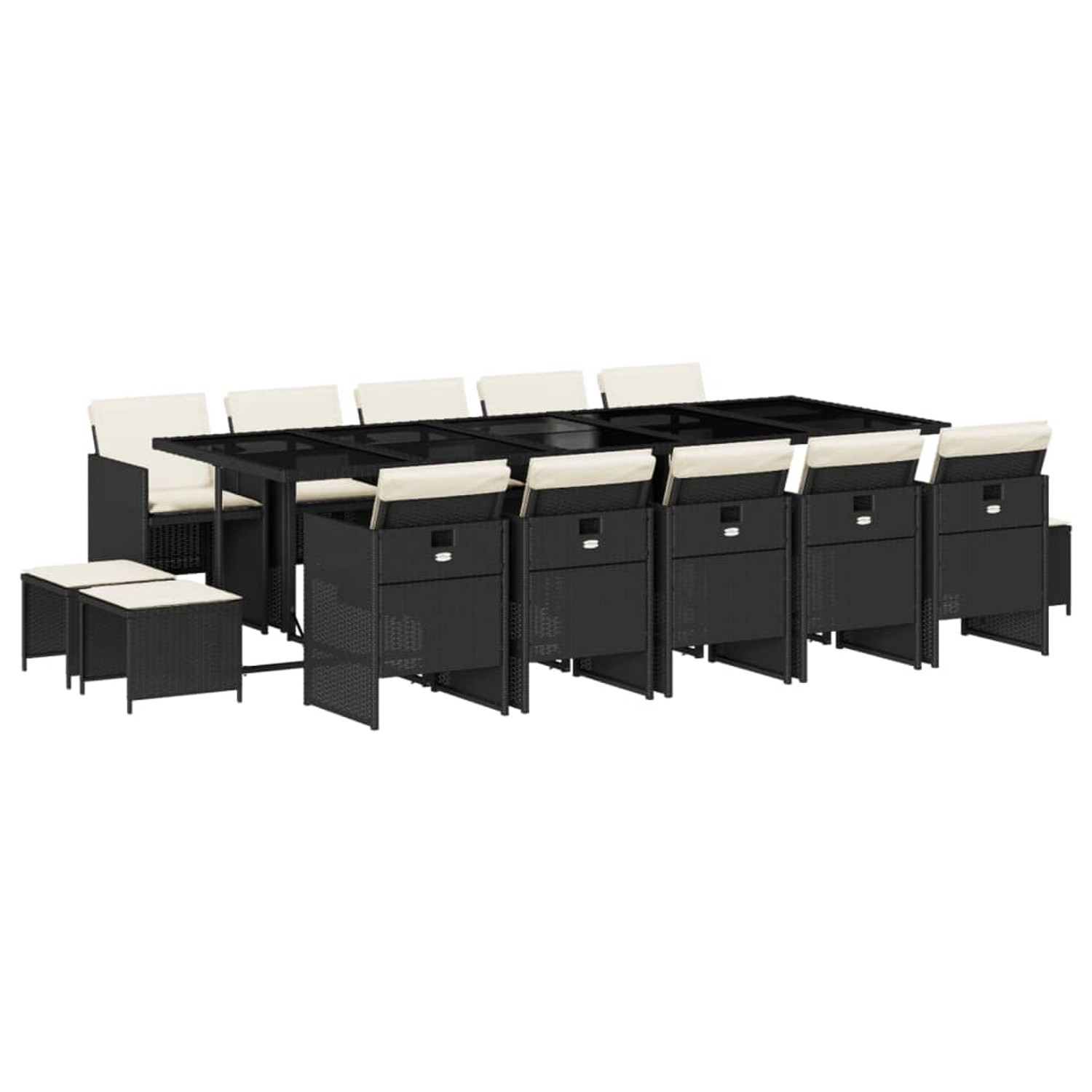 vidaXL 15-Tlg Garten-Essgruppe mit Kissen Schwarz Poly Rattan 3210630 günstig online kaufen