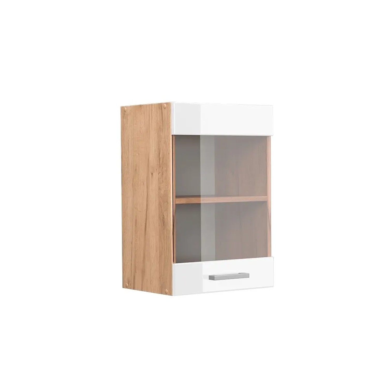 Vicco Küchenglasschrank R-Line Glashängeschrank Weiß Hochglanz Goldkraft Eiche 40 cm