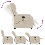Beiger elektrischer Massagesessel aus Mikrofaser mit verstellbarer Rückenlehne und Fußstütze.