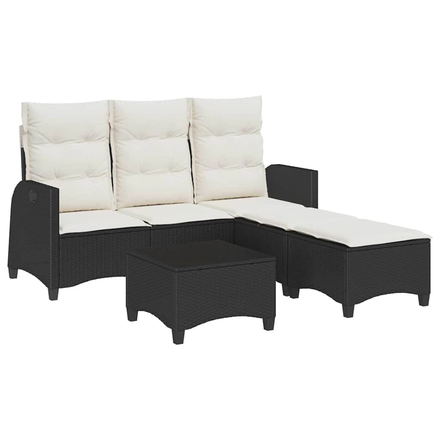 vidaXL 3Tlg Garten-Sofagarnitur mit Kissen L-Form Schwarz Poly Rattan 33286 günstig online kaufen