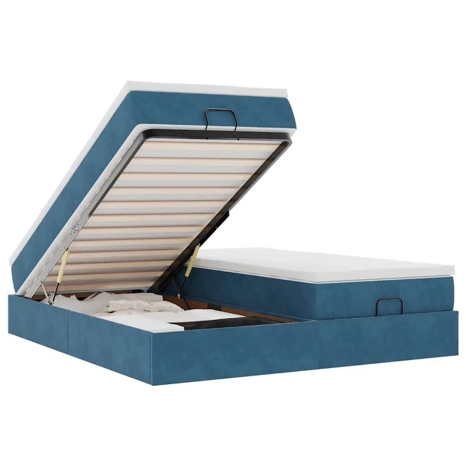 vidaXL Ottoman-Bett mit Matratzen Dunkelblau 180x200 cm Samt 3311265