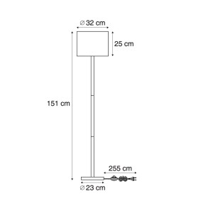 QAZQA Japandi Stehleuchte Nussbaumholz mit Braunem Leinenschirm 151 cm Mels