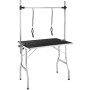 Tectake Trimmtisch mit Galgen und Schlingen, höhenverstellbar und klappbar, 105,5x60x159cm, schwarz/silber.