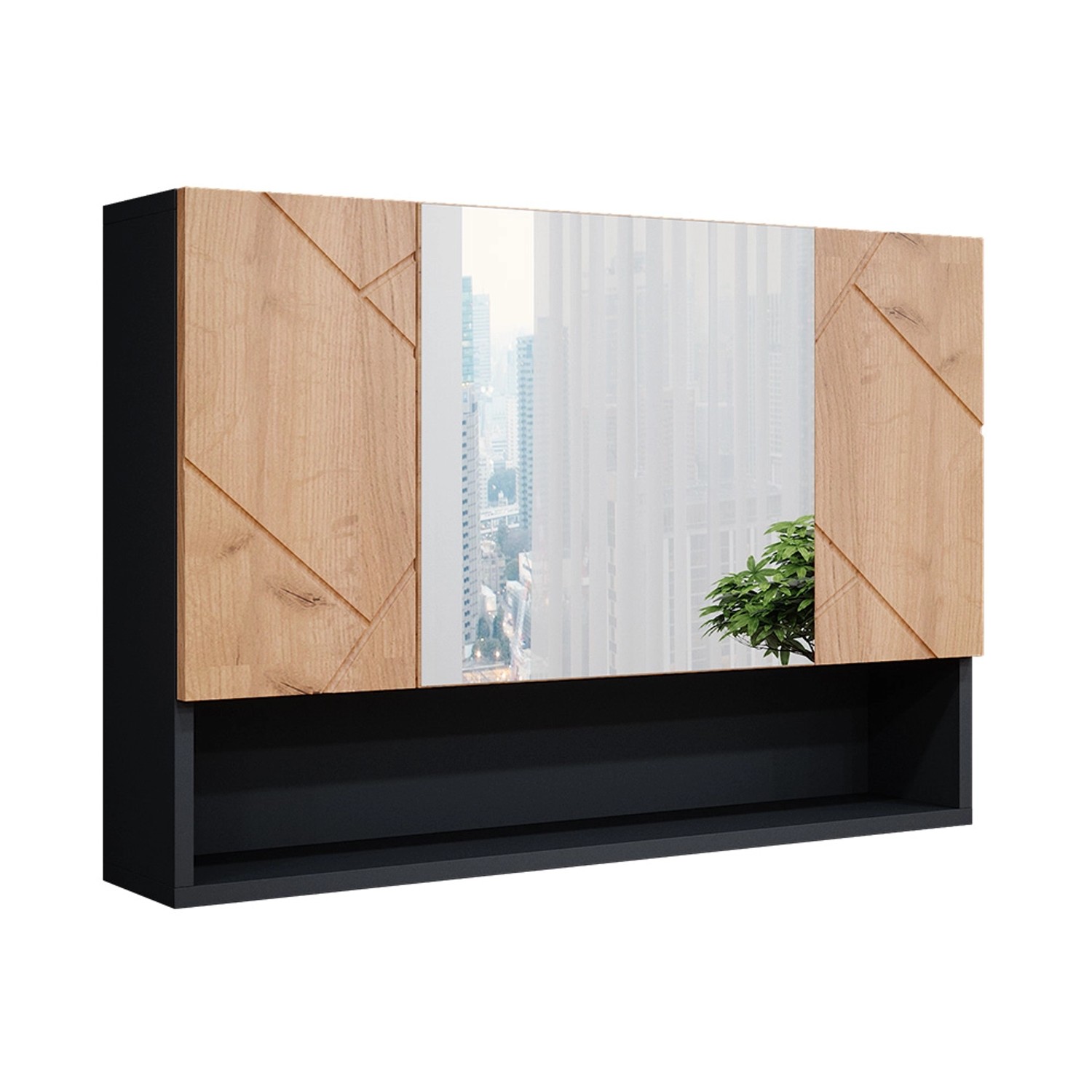 Vicco Badspiegelschrank Irma Anthrazit/Eiche 80 x 55 cm