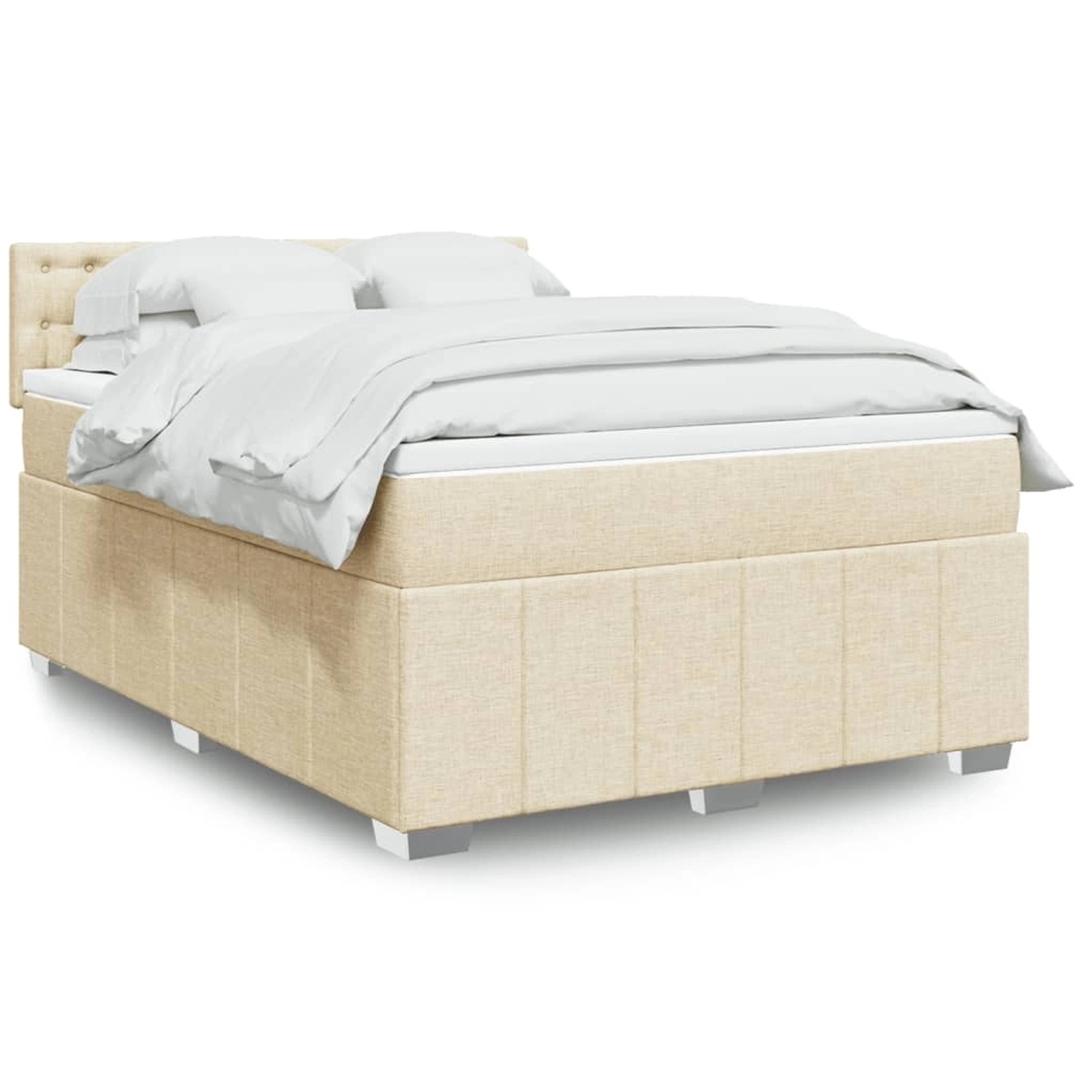 vidaXL Boxspringbett mit Matratze Creme 140x200 cm Stoff 3289410 günstig online kaufen