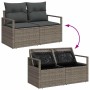 Graue vidaXL Garten-Sofagarnitur aus Polyrattan mit Kissen, modulare Bauweise.