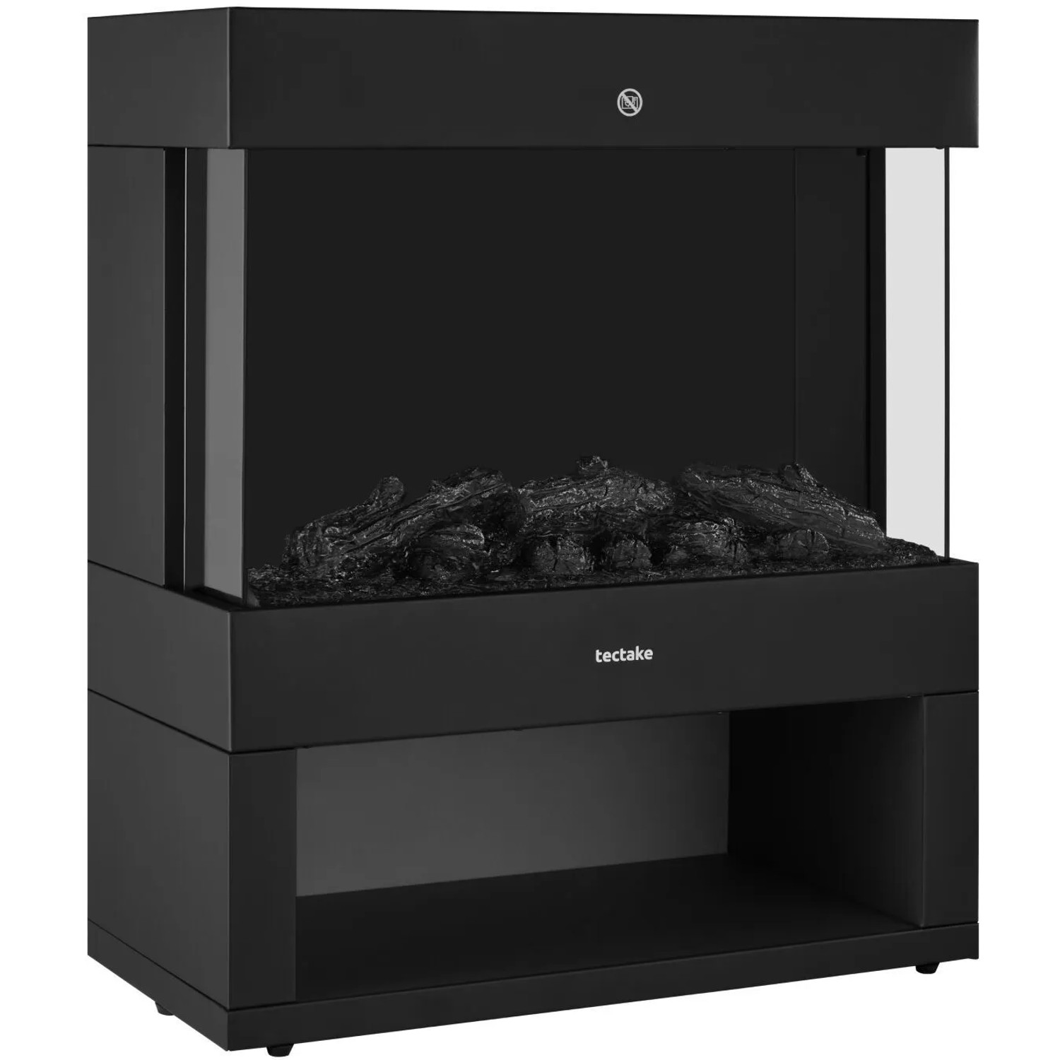 Tectake Elektrokamin Leora 2 Leistungsstufen Mit 900 W und 1800 W Mit Holz  und Glutimitation Sowie 3D Flammeneffekt  50 x 35 x 150 cm Schwarz