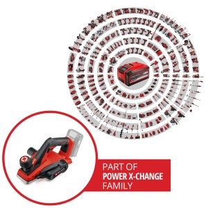 Einhell Akku-Hobel TE-PL 18/82 Li Solo, rot/schwarz, mit Power X-Change Akku-System.