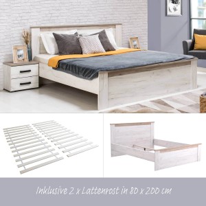 Homestyle4u Holzbett 160x200 mit Lattenrost Doppelbett Bett Holz 2237
