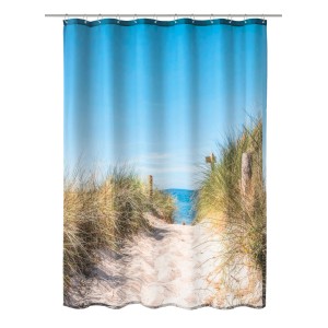 Kleine Wolke Duschvorhang Borkum mit Strandmotiv, 180x200 cm, Multicolor.