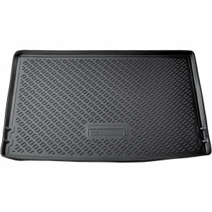 Schwarze Gummi Kofferraumwanne mit Rand für Skoda Yeti (2009-2017), passgenaues Autozubehör.