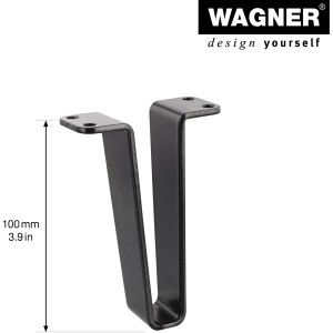 Wagner Möbelfuß, 10 cm, Schwarz Matt, aus Stahl mit Anschraubplatte für Möbelbau.