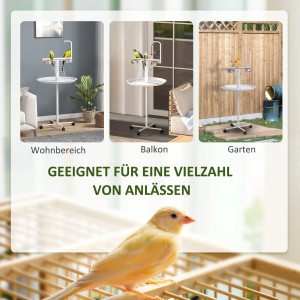 PawHut Vogel Spielplatz mit Futterstation und Rädern für Wohnbereich, Balkon und Garten.