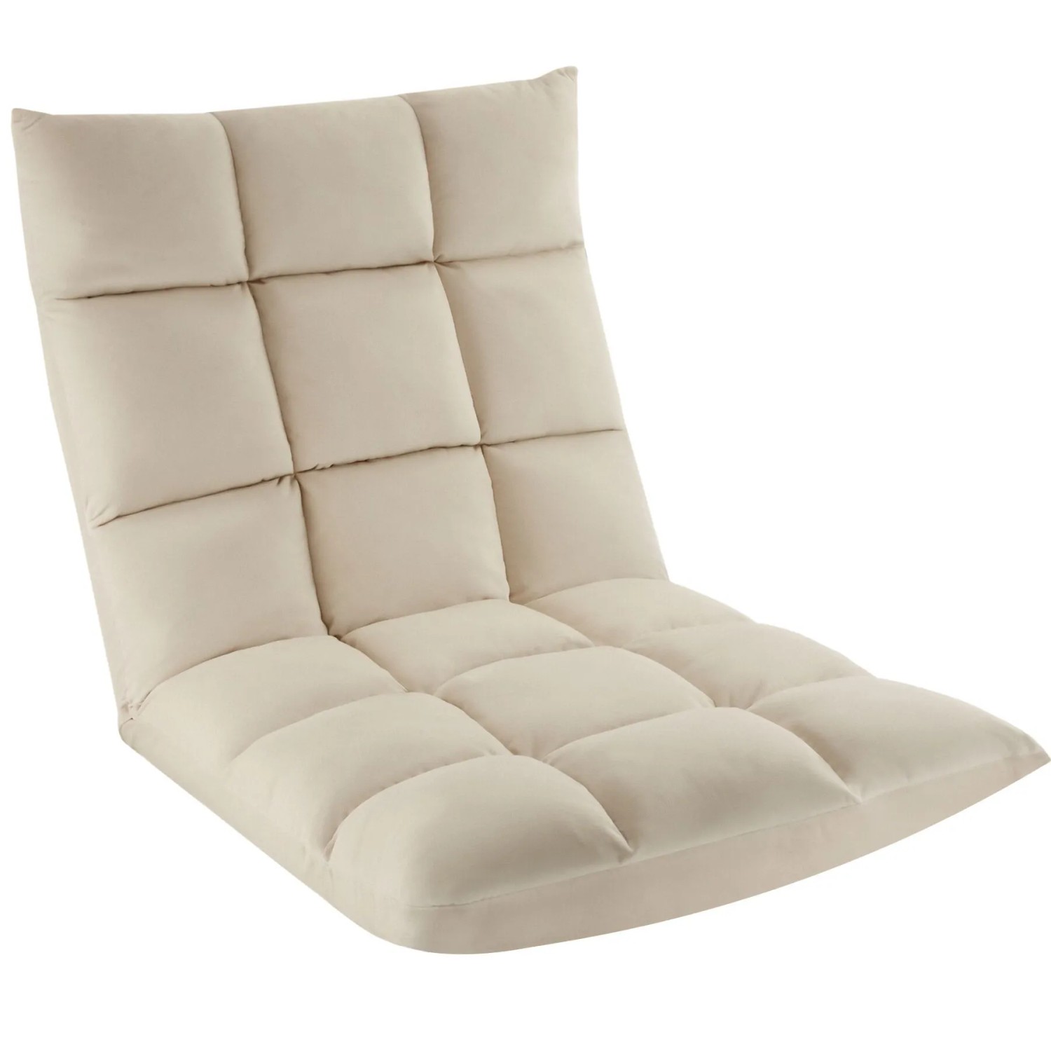 Tectake Relaxsessel  Snooze  2 In 1 Als Sessel Oder Liege  Gepolstert  Mit Samtbezug 14 Fach Verstellbare Rückenlehne  108 x 57 x 13 50 cm Beige