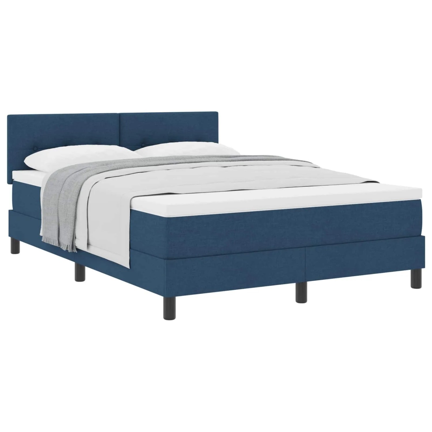 vidaXL Boxspringbett mit Matratze mit Kopfteil Blau 160 x 200 cm Stoff 3338705