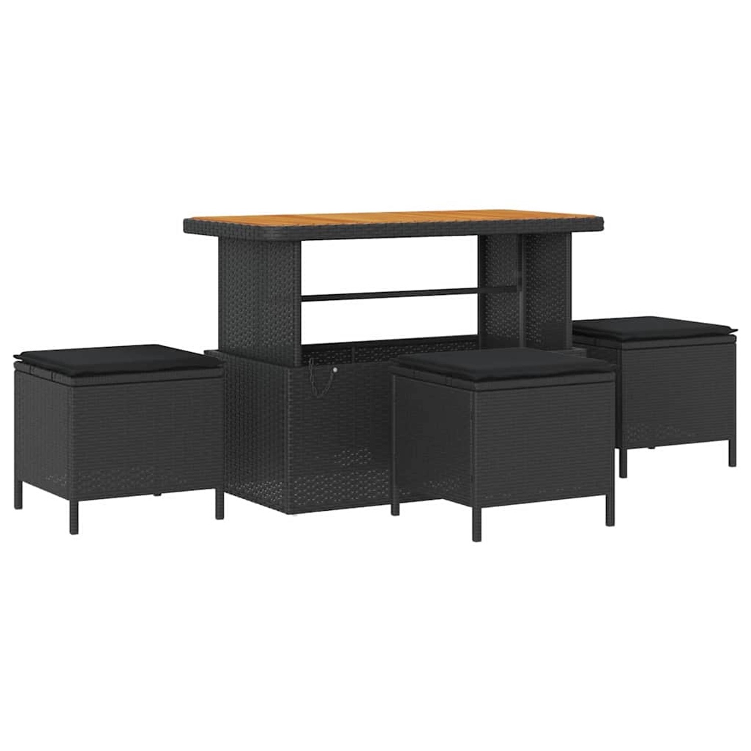 vidaXL Garten Essgruppe 4-Tlg Schwarz Poly Rattan 42007921 günstig online kaufen