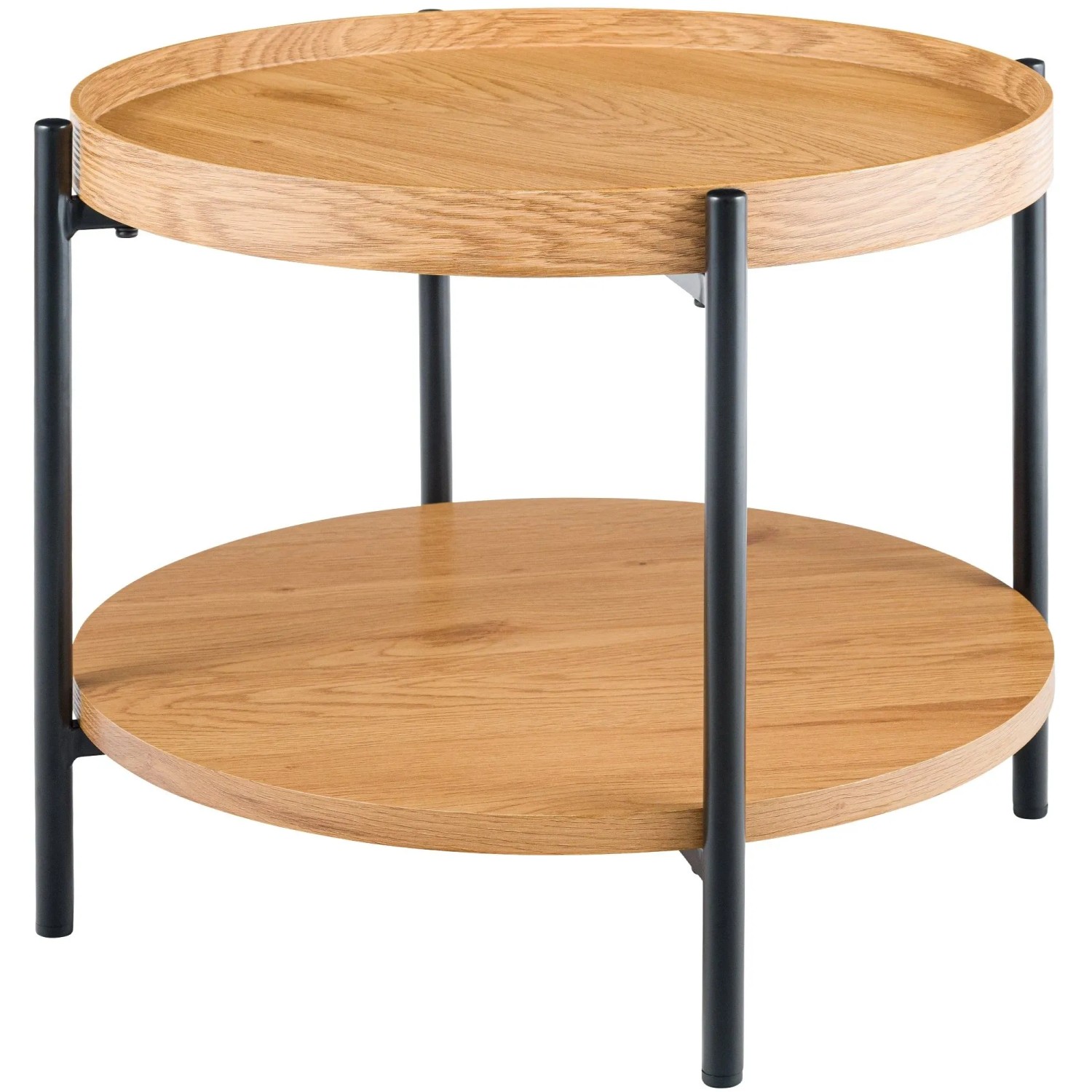 DELUKE Couchtisch HONIM Holz Natura 50x50x40cm Sofatisch Rund Beistelltisch Holz Wohnzimmertisch Klein