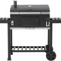 Schwarzer El Fuego Holzkohlegrill Smoker Ontario XXL mit Ablagen und Thermometer.