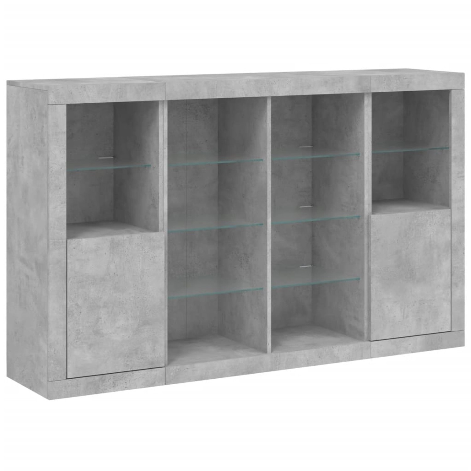 vidaXL Sideboards mit LED-Leuchten 3 Stk Betongrau Holzwerkstoff 3209138 günstig online kaufen