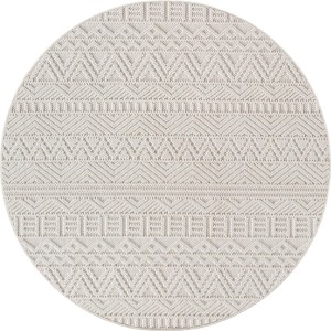 Runder, creme-farbener Ayyildiz Flachgewebeteppich Helix mit modernem Muster, Ø 160 cm.
