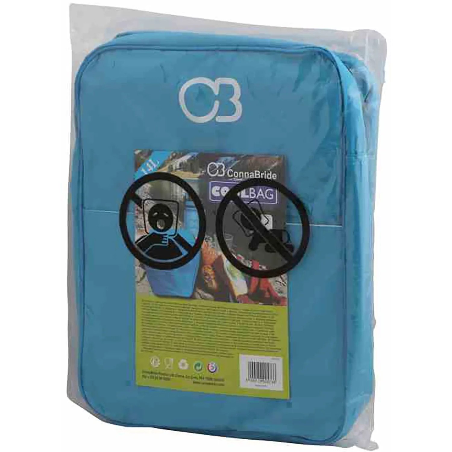 Blaue Connabride Kühltasche mit 14 l Volumen, ideal für den Transport von Lebensmitteln und Getränken.
