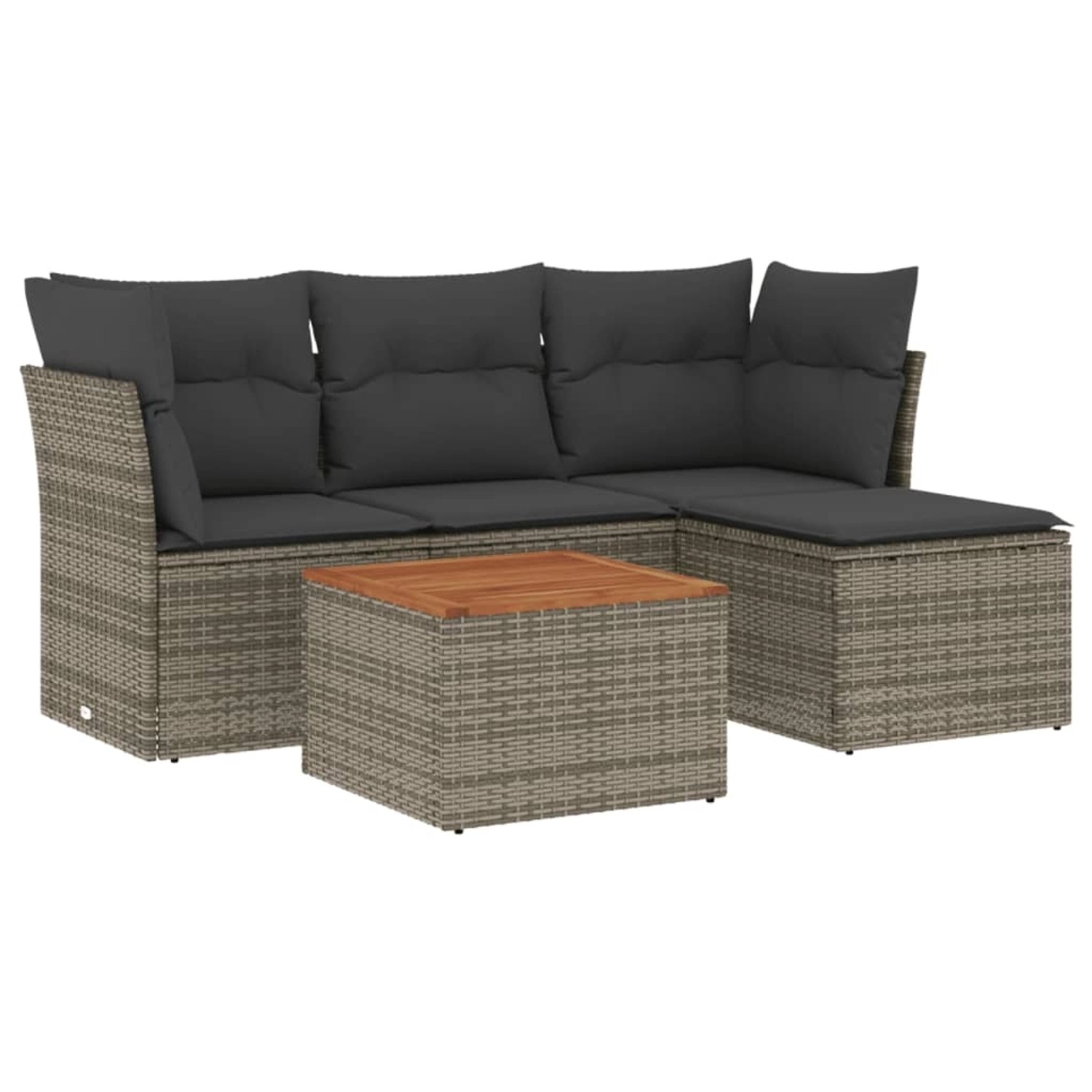 vidaXL 5-Tlg Garten-Sofagarnitur mit Kissen Grau Poly Rattan 3255941 günstig online kaufen