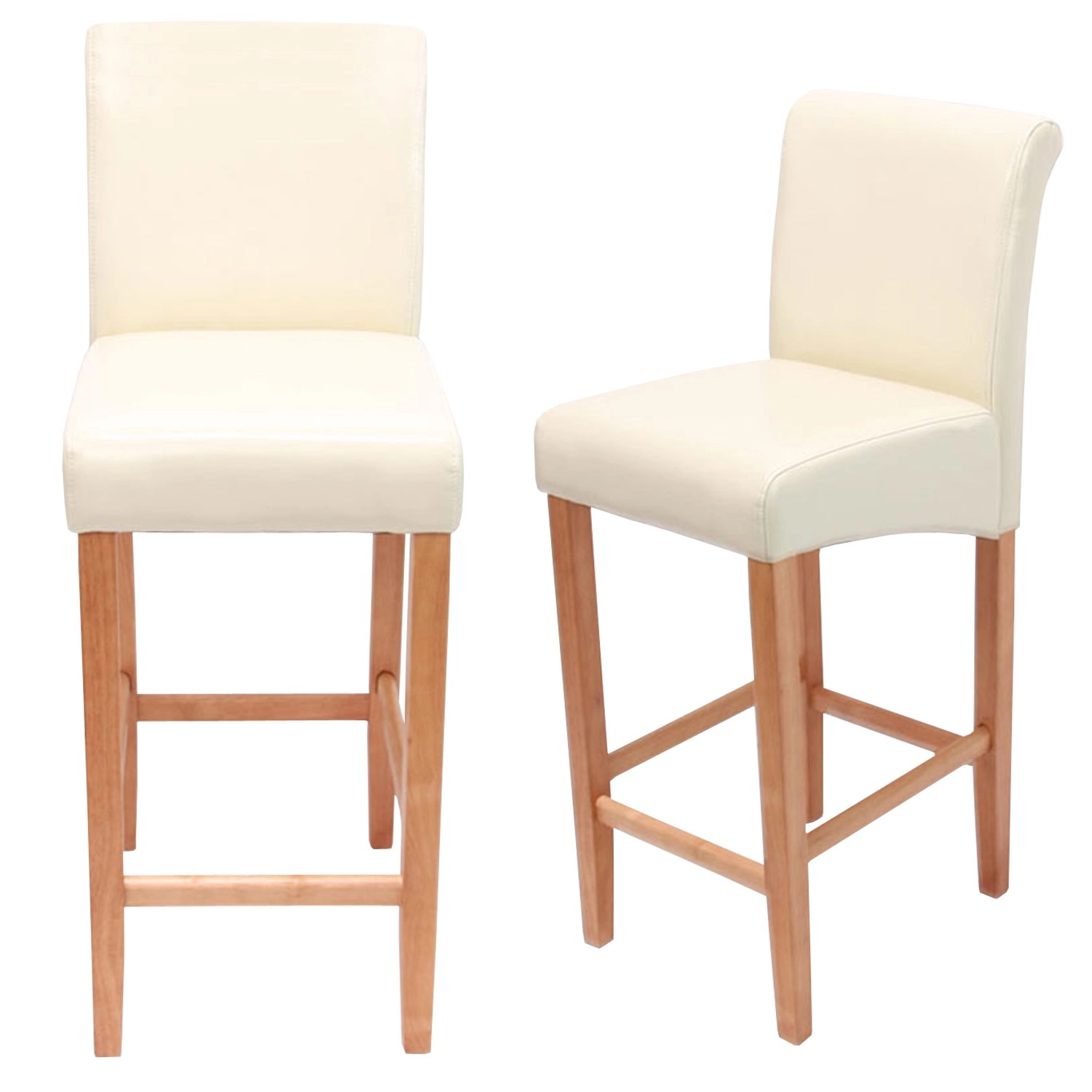 PROREGAL 2er-Set Barhocker Gepolstert Mit Lehne Sitzhöhe 75cm Holz Creme He günstig online kaufen
