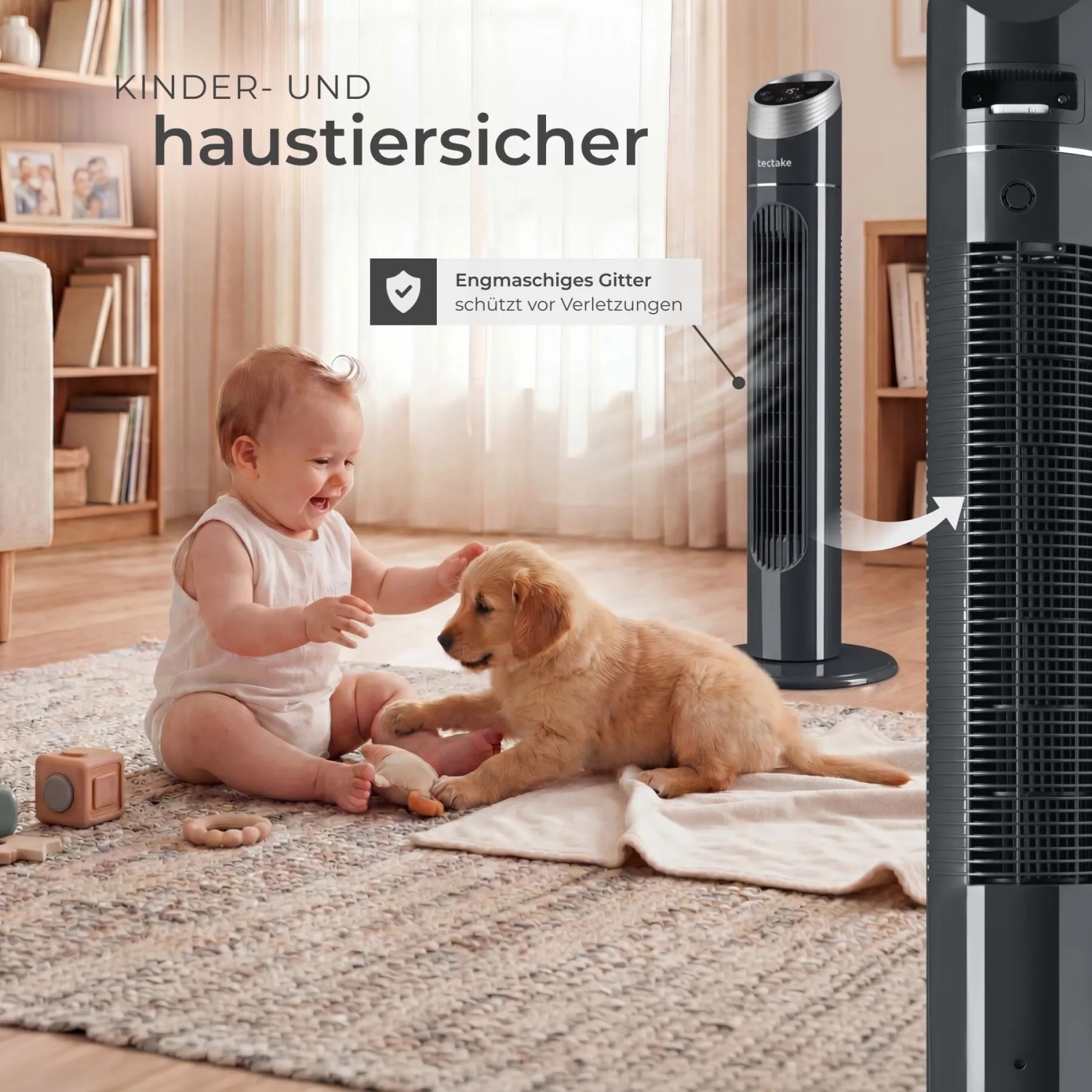 Tectake Turmventilator Oszillierend 3 Modi und 3 Geschwindigkeitsstufen 31 x 31 x 90 cm Anthrazit_8