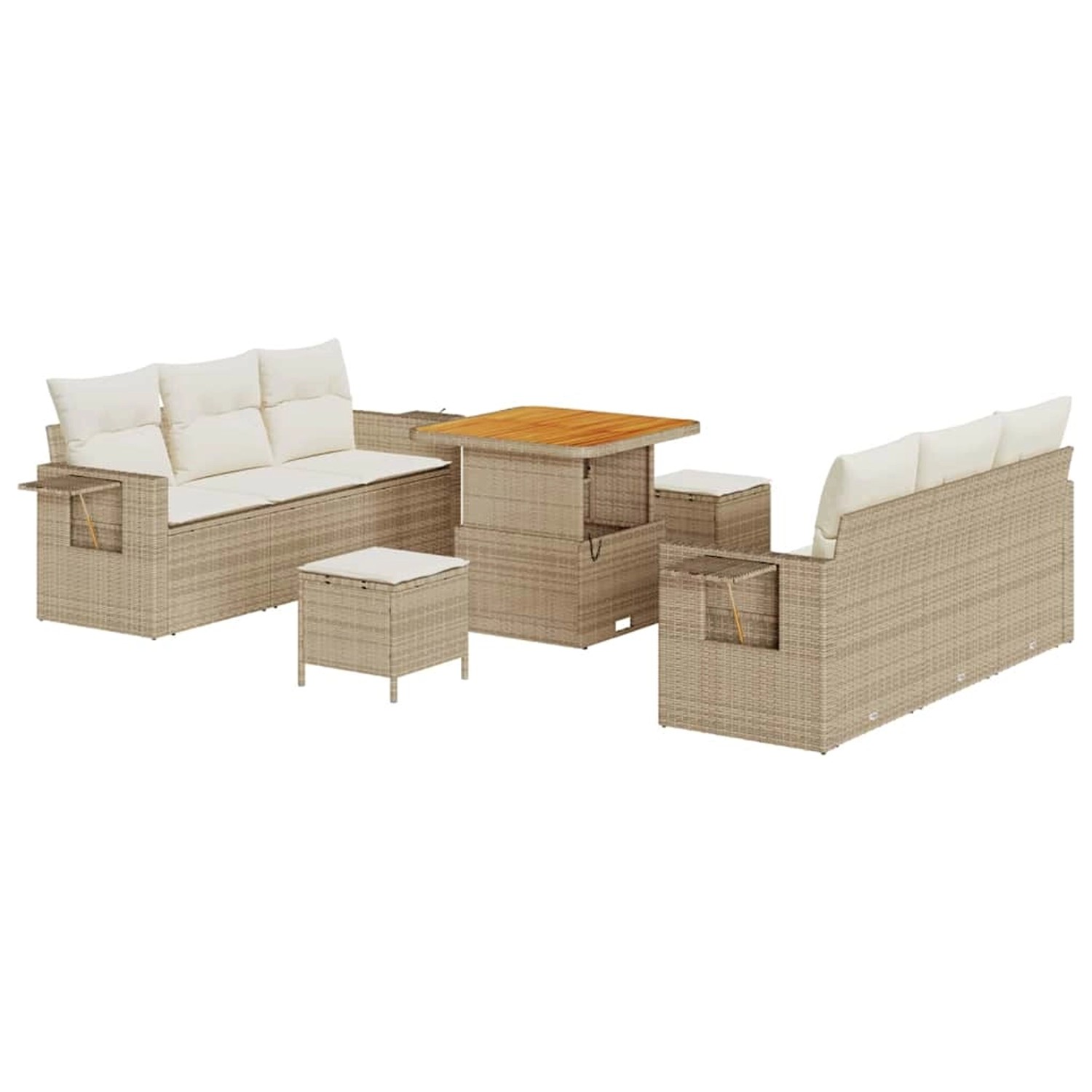 vidaXL Garten-Sofa-Set 9-Tlg Beige Poly Rattan 3361696 günstig online kaufen