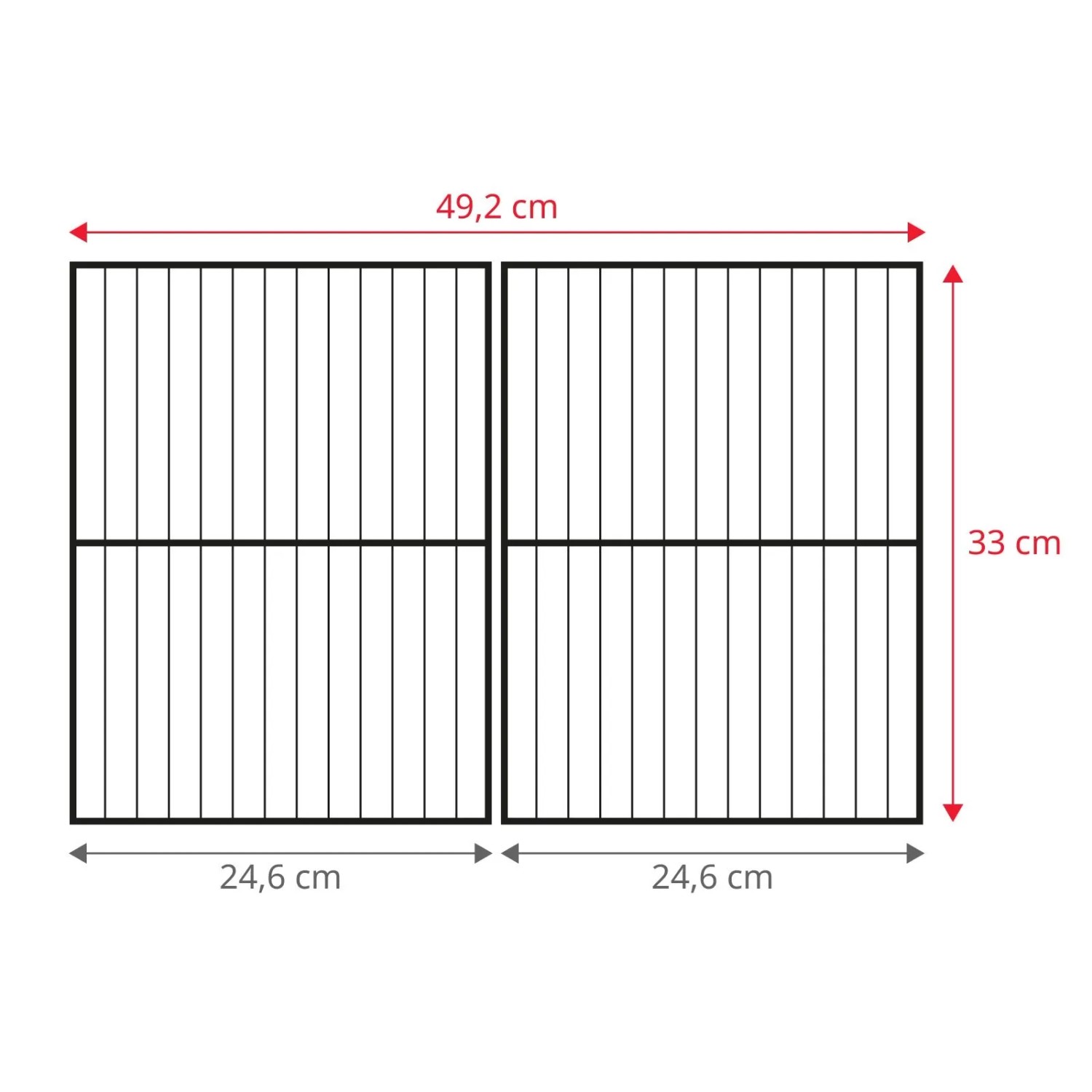 Zweiteiliger Grillrost für Taino Compact Gasgrill, Maße 49,2 x 33 cm. Ideal für den Grillwagen.