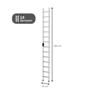 PROREGAL Stufen-Anlegeleiter mit 14 Stufen aus Aluminium, ohne Traverse.
