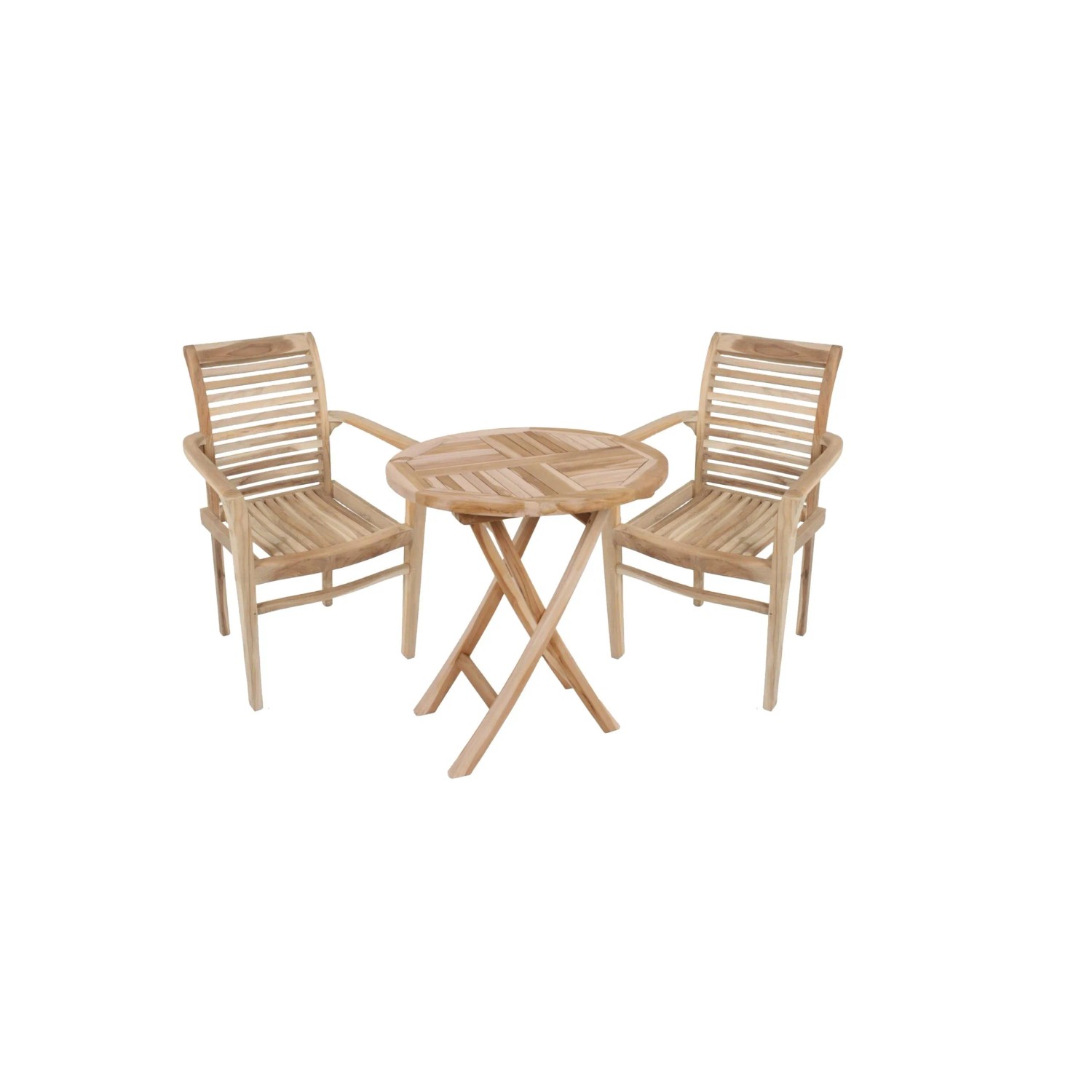 DELUKE Balkonmöbel-Set MIKA 3-tlg. Teak Teakbraun Gartenmöbel-Set Garten-Sitzgruppe Essgruppe Balkon-Set Stühle B Tisch