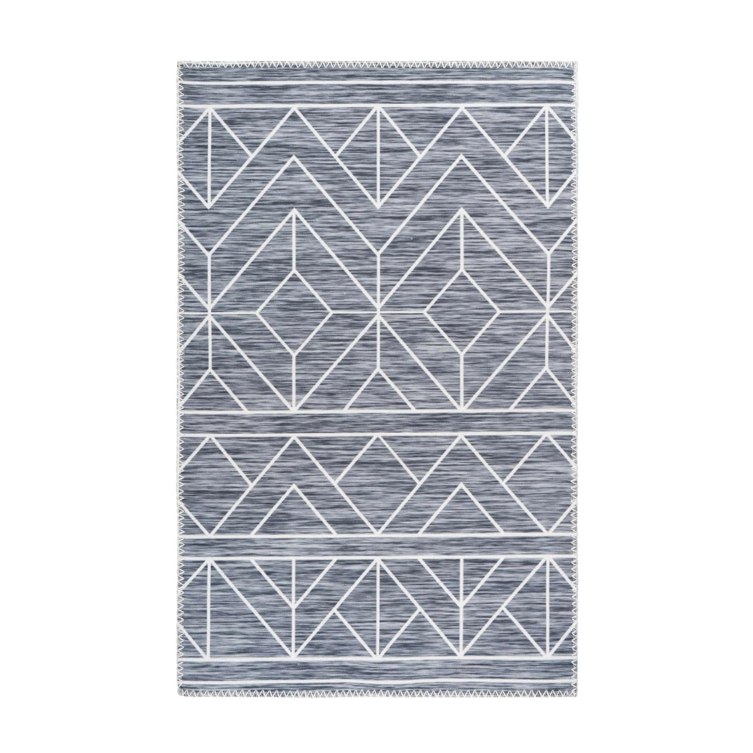 MeGusta Flachflor Teppich EthnoDesign Anthrazit Polyester 80x150 cm Sonia