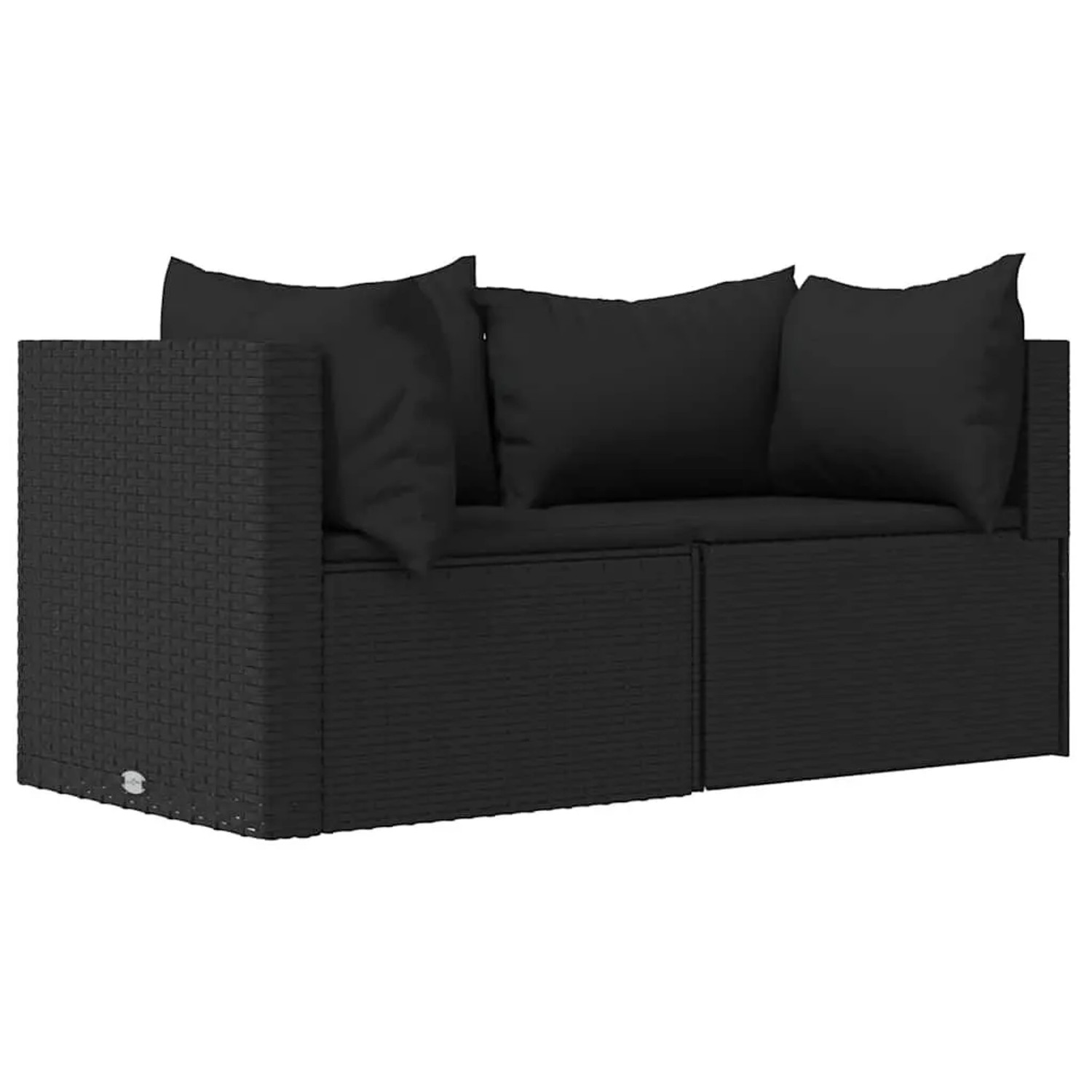 vidaXL Garten-Ecksofas mit Kissen 2 Stk Schwarz Poly Rattan 319778