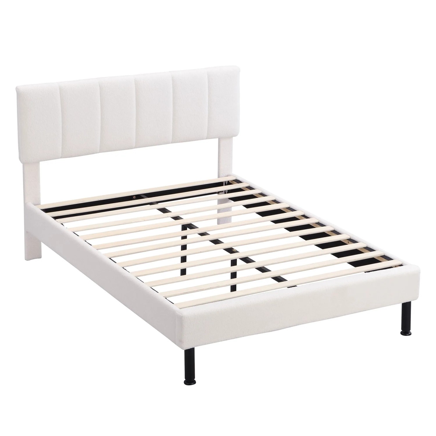 okwish Polsterbett 140x190cm mit Eisenfüßen Schlafzimmer Beige ohne Matratze