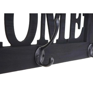 Dunkelgraue MCW Wandgarderobe im Shabby-Look mit HOME Schriftzug und drei Doppelhaken.