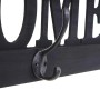 Dunkelgraue MCW Wandgarderobe im Shabby-Look mit HOME Schriftzug und drei Doppelhaken.
