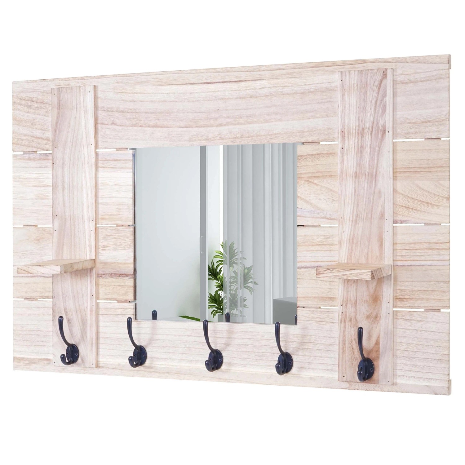 MCW Wandgarderobe C89 mit Spiegel Naturbraun