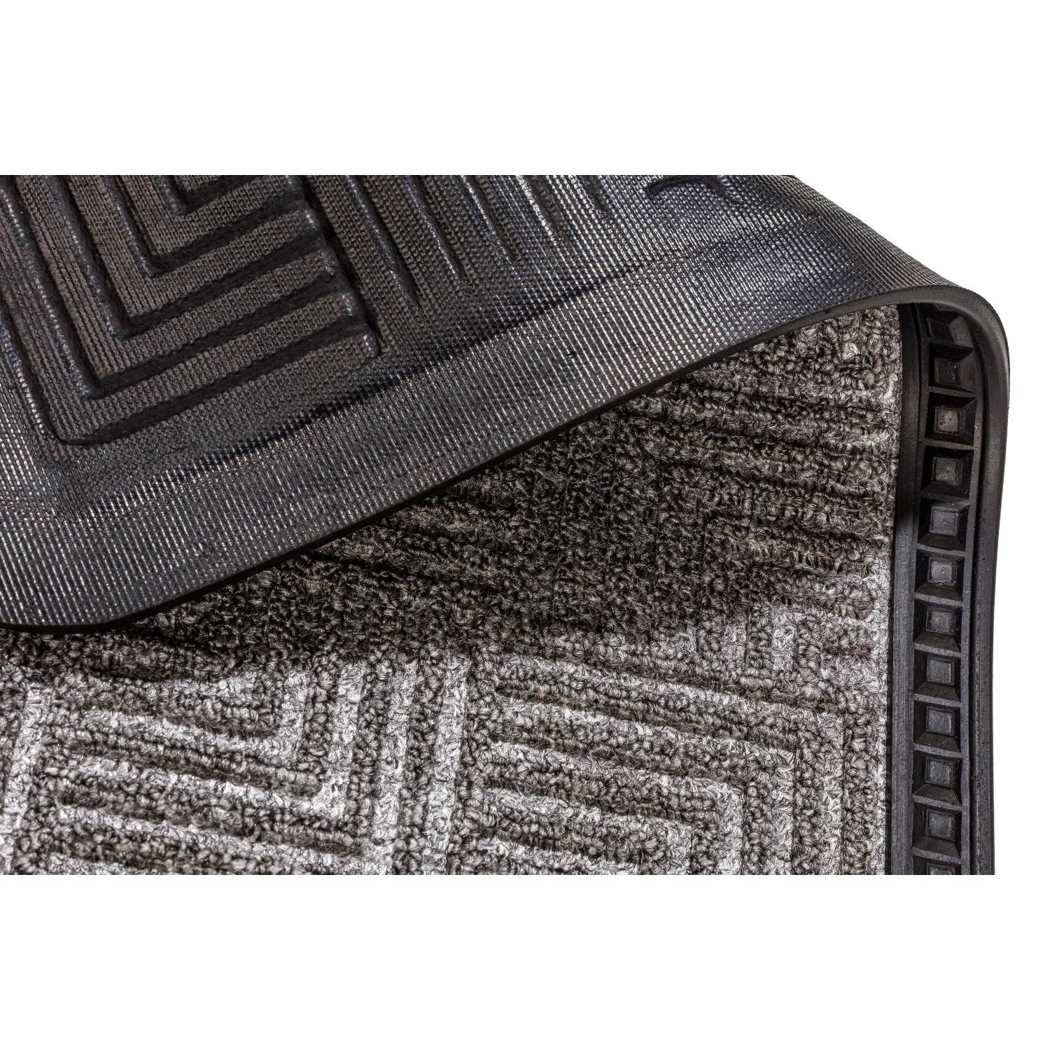 Astra Fußmatte Border Star, 40x60 cm, silberfarben mit Rillenstruktur und Gummirand.