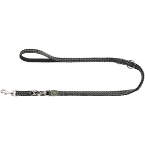 Verstellbare Hunter Führleine Hilo, 2 m, anthrazit. Hundeleine aus Mesh und Nylon mit Karabiner.